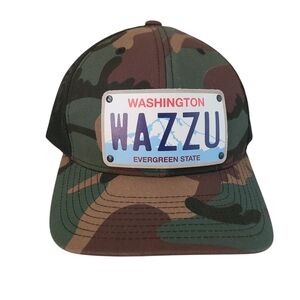 WSU cougars wazzu camo trucker hat washington license plate patch mesh back